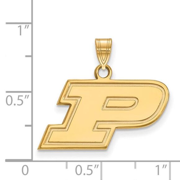 14k Gold Plated Silver Purdue Small Initial P Pendant - Picture 2 of 3